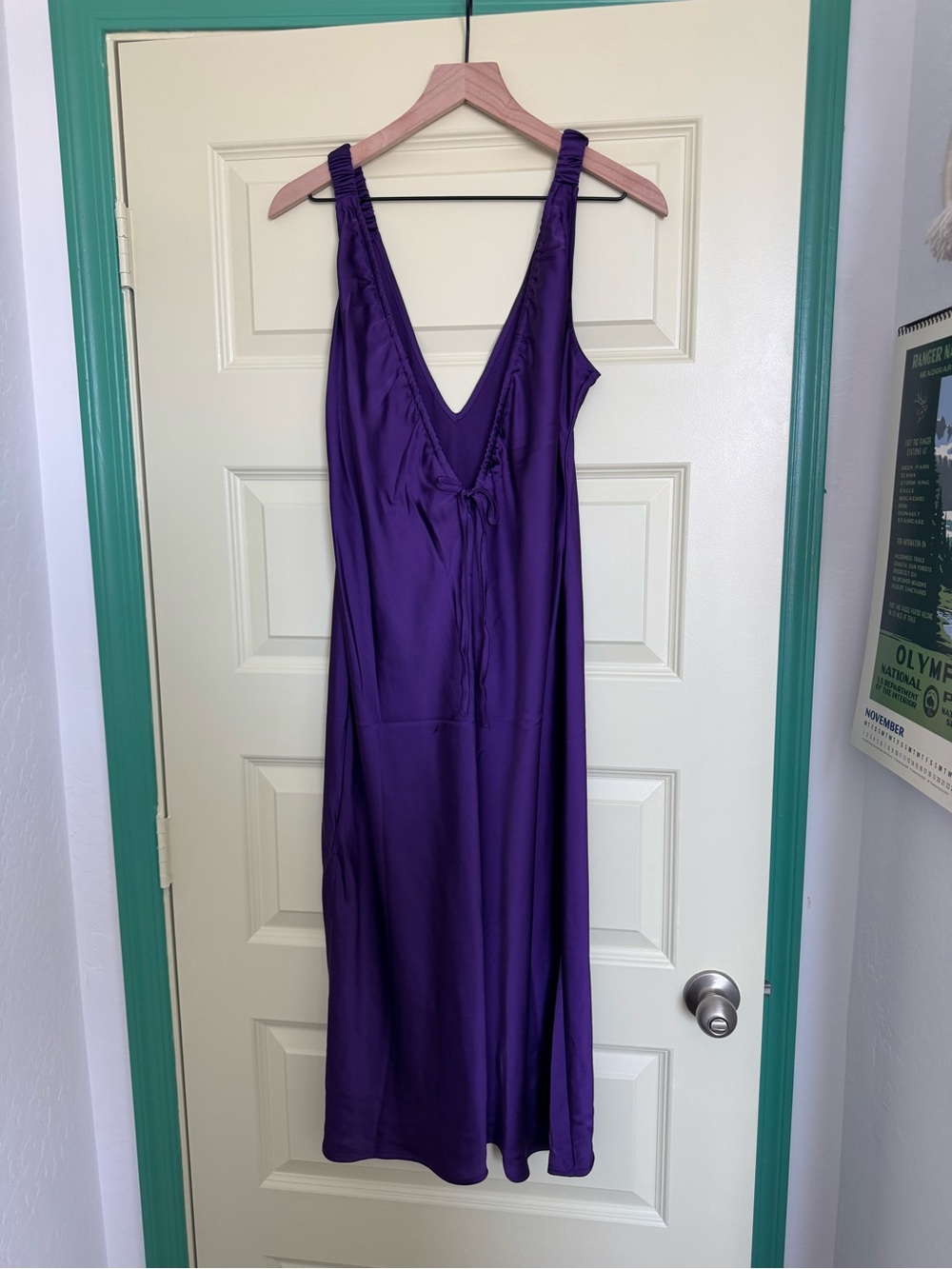 Future collective Purple Satin Slip Nightgown with V-Neck
